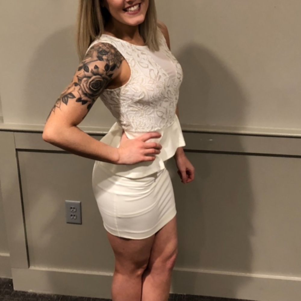 Bebe bachelorette or bridal shower dress white